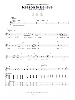 page one of Reason To Believe (Guitar Tab)