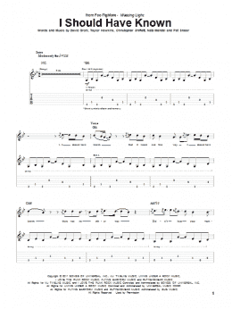 page one of I Should Have Known (Guitar Tab)