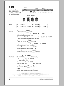 page one of 3 AM (Guitar Chords/Lyrics)