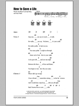 page one of How To Save A Life (Guitar Chords/Lyrics)