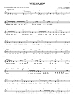 page one of Part Of Your World (from The Little Mermaid) (Lead Sheet / Fake Book)