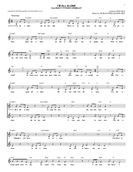 page one of I'm All Alone (Lead Sheet / Fake Book)