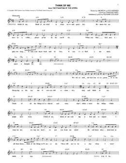 page one of Think Of Me (from The Phantom Of The Opera) (Lead Sheet / Fake Book)