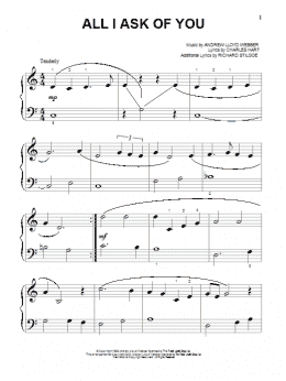 page one of All I Ask Of You (from The Phantom Of The Opera) (Beginning Piano Solo)