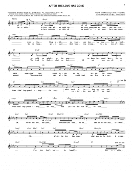 page one of After The Love Has Gone (Lead Sheet / Fake Book)