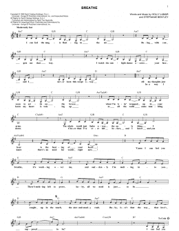 page one of Breathe (Lead Sheet / Fake Book)