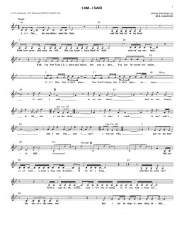 page one of I Am...I Said (Lead Sheet / Fake Book)