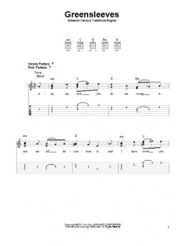 page one of Greensleeves (Easy Guitar Tab)