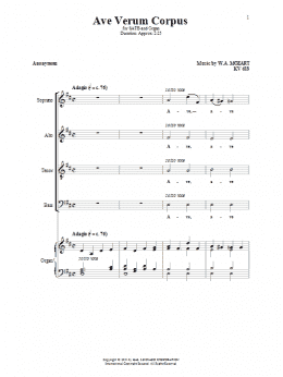 page one of Ave Verum (Jesu, Word of God Incarnate) (SATB Choir)