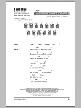 page one of I Will Rise (Guitar Chords/Lyrics)