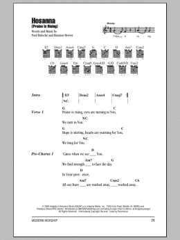 page one of Hosanna (Praise Is Rising) (Guitar Chords/Lyrics)