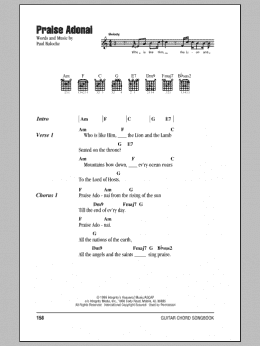 page one of Praise Adonai (Guitar Chords/Lyrics)