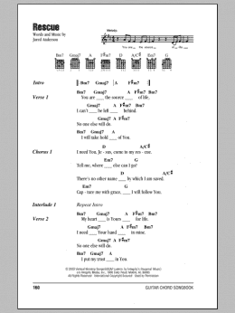 page one of Rescue (Guitar Chords/Lyrics)