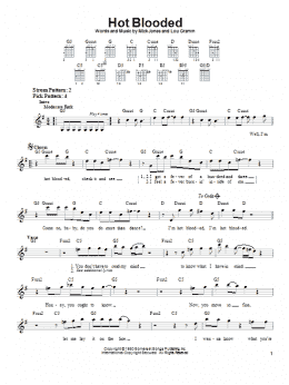 page one of Hot Blooded (Easy Guitar)