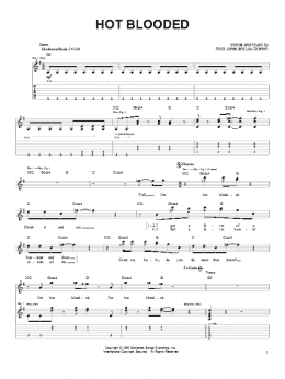 page one of Hot Blooded (Easy Guitar)