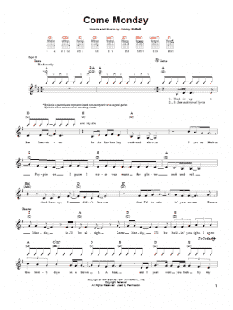 page one of Come Monday (Easy Guitar)