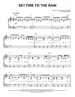 page one of Set Fire To The Rain (Easy Piano)