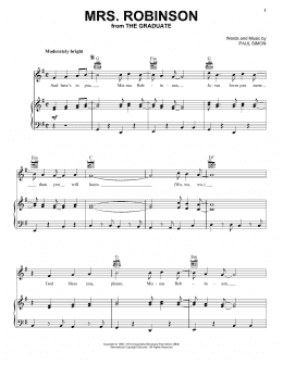 page one of Mrs. Robinson (Piano, Vocal & Guitar Chords (Right-Hand Melody))