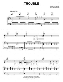 page one of Trouble (Piano, Vocal & Guitar Chords (Right-Hand Melody))