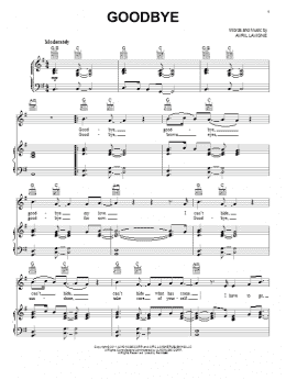 page one of Goodbye (Piano, Vocal & Guitar Chords (Right-Hand Melody))