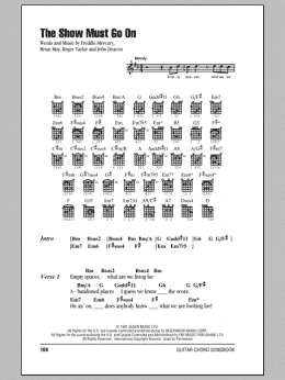 page one of The Show Must Go On (Guitar Chords/Lyrics)