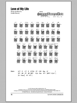 page one of Love Of My Life (Guitar Chords/Lyrics)