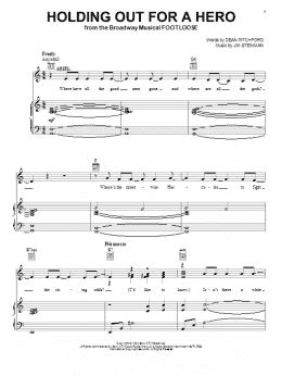 page one of Holding Out For A Hero (Piano, Vocal & Guitar Chords (Right-Hand Melody))