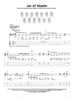 page one of Jar Of Hearts (Easy Guitar Tab)