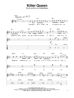 page one of Killer Queen (Guitar Tab (Single Guitar))