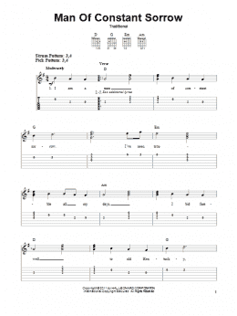 page one of Man Of Constant Sorrow (Easy Guitar Tab)