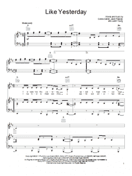 page one of Like Yesterday (Piano, Vocal & Guitar Chords (Right-Hand Melody))