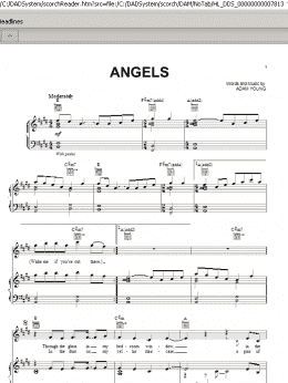 page one of Angels (Piano, Vocal & Guitar Chords (Right-Hand Melody))