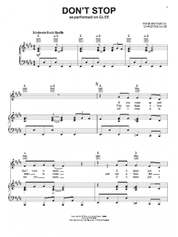 page one of Don't Stop (Piano, Vocal & Guitar Chords (Right-Hand Melody))