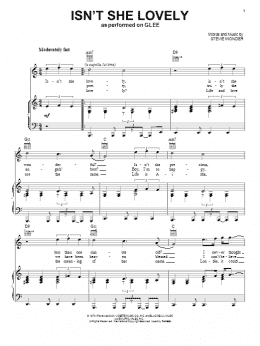 page one of Isn't She Lovely (Piano, Vocal & Guitar Chords (Right-Hand Melody))