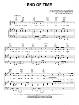 page one of End Of Time (Piano, Vocal & Guitar Chords (Right-Hand Melody))