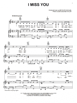 page one of I Miss You (Piano, Vocal & Guitar Chords (Right-Hand Melody))