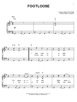 page one of Footloose (Easy Piano)