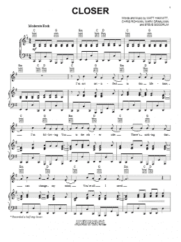 page one of Closer (Piano, Vocal & Guitar Chords (Right-Hand Melody))