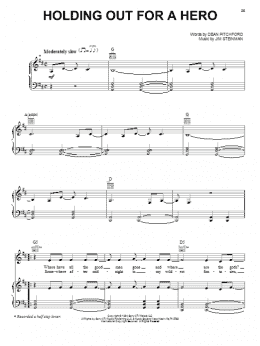 page one of Holding Out For A Hero (Piano, Vocal & Guitar Chords (Right-Hand Melody))