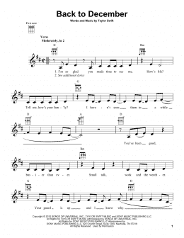 page one of Back To December (Ukulele)