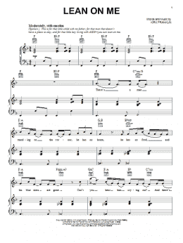 page one of Lean On Me (Piano, Vocal & Guitar Chords (Right-Hand Melody))