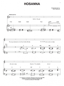 page one of Hosanna (Piano, Vocal & Guitar Chords (Right-Hand Melody))