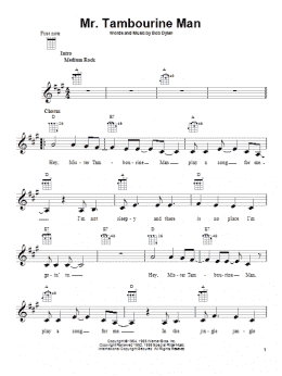 page one of Mr. Tambourine Man (Ukulele)