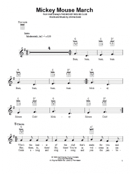 page one of Mickey Mouse March (from The Mickey Mouse Club) (Ukulele)