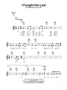 page one of I Fought The Law (Ukulele)