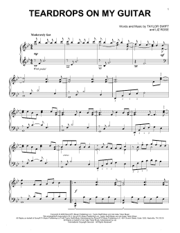 page one of Teardrops On My Guitar (Piano Solo)