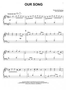 page one of Our Song (Piano Solo)