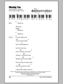 page one of Missing You (Piano Chords/Lyrics)