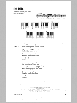 page one of Let It Be (Piano Chords/Lyrics)