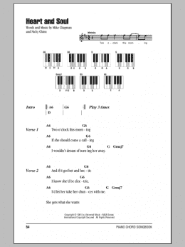 page one of Heart And Soul (Piano Chords/Lyrics)